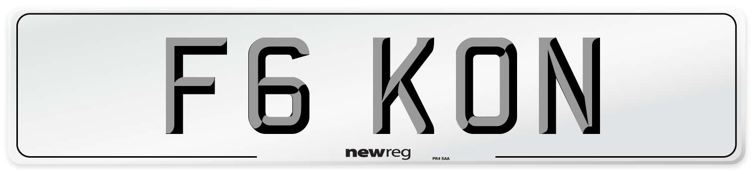 F6 KON Number Plate from New Reg